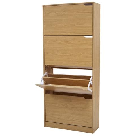 Scarpiera 4 Ante Ripiani Porta Scarpe Doppia Profondita Legno Mdf 63x24x150 Oak - Foto 2