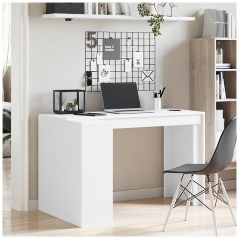 Scrivania Bianca 123,5x73,5x75 Cm In Legno Multistrato - Foto 3