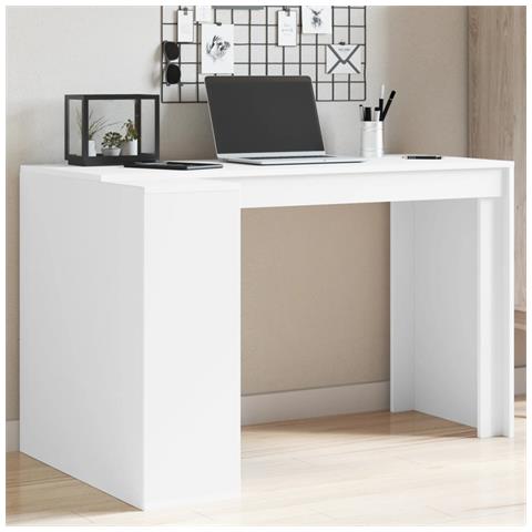 Scrivania Bianca 123,5x73,5x75 Cm In Legno Multistrato - Foto 1