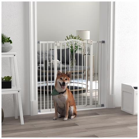 Cancellino Per Cani Estensibile Senza Viti Regolabile Da 74-100 Cm In Metallo, Bianco - Foto 1