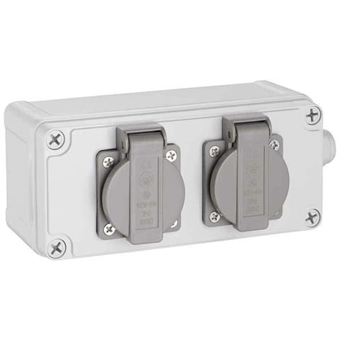 Cassetta Multipresa Elettrica Esterno da Parete 2 Prese Shucko Impermeabili IP54 - Foto 4