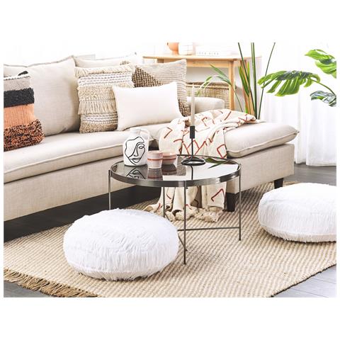 Pouf Oulad Cotone Bianco 50 Cm 50 Cm 20 Cm - Foto 1