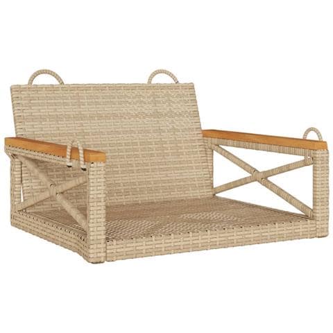 Panchina a Dondolo Beige 63x62x40 cm in Polyrattan - Foto 1