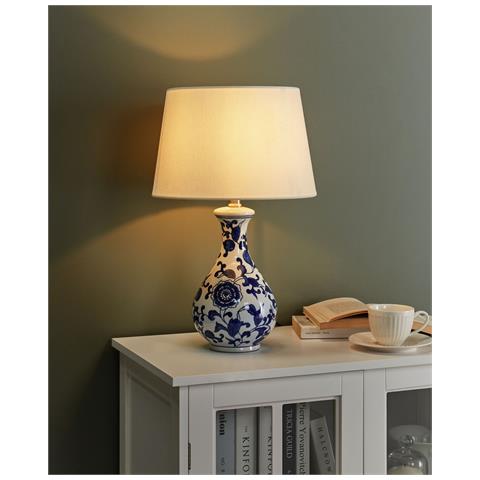 Lampada Da Tavolo Carmen Porcellana Bianco /blu - Foto 1