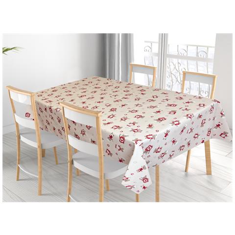 Tovaglia Per Salotto Cucina Tavolo 100% Cotone Made In Italy Orsetto Chef 140x240 Rosso - Foto 1
