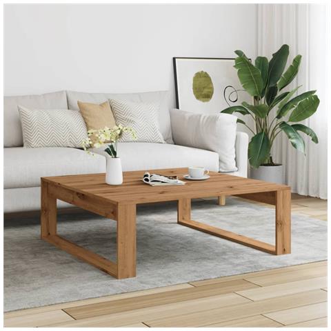 Tavolino Salotto Rovere Artigianale 100x100x35 Cm In Truciolato - Foto 3