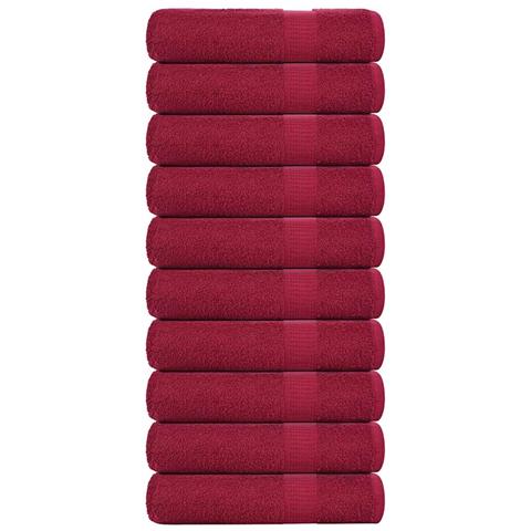 Asciugamani Da Bagno 10 Pz Bordeaux 100x150 Cm 100% Cotone - Foto 1