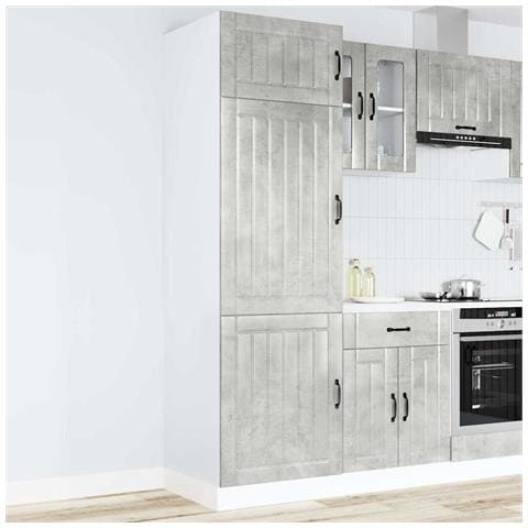 Armadio Da Cucina Lucca Grigio Cemento In Legno Multistrato - Foto 2