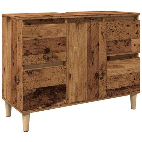 Mobile Lavabo Legno Antico 80x33x60 Cm In Legno Multistrato - Foto 2