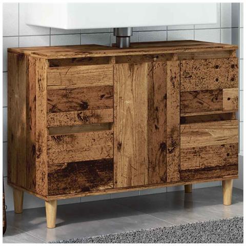Mobile Lavabo Legno Antico 80x33x60 Cm In Legno Multistrato - Foto 1