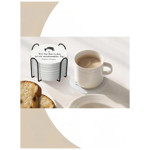 Set Di Sottobicchieri Ceramici Charlot Chaplin - Eleganza E Stile Per La Tua Tavola - Foto 2