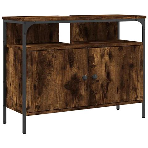 Mobile Lavabo Bagno Rovere Fumo 80x30x60 Cm Legno Multistrato - Foto 1