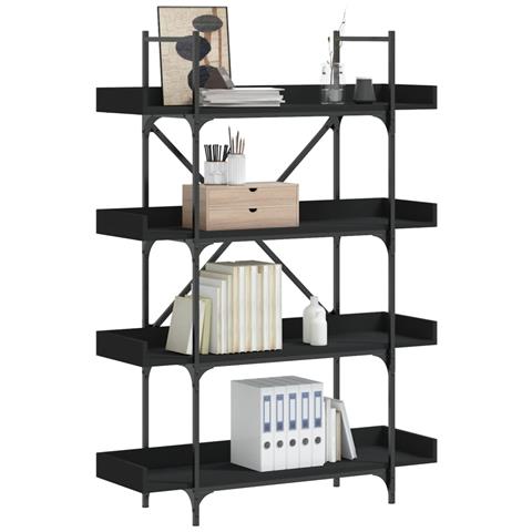 Lusso Casadino -  Libreria A 4 Ripiani Nera 100x33x145,5 Cm In Legno Multistrato - Foto 8