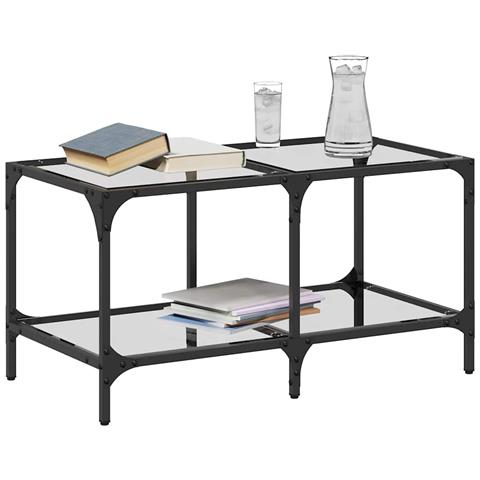 Lusso Casadino - Tavolini Con Piano Vetro Trasparente 2 Pz 78,5x40x40 Cm Acciaio - Foto 2