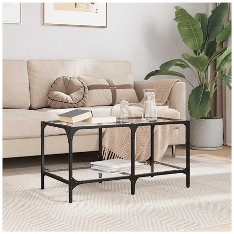 Lusso Casadino - Tavolini Con Piano Vetro Trasparente 2 Pz 78,5x40x40 Cm Acciaio - Foto 8