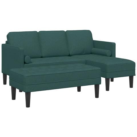 Set di divani 2 pezzi con cuscini in tessuto verde scuro - Foto 1