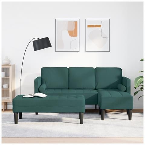 Set di divani 2 pezzi con cuscini in tessuto verde scuro - Foto 2