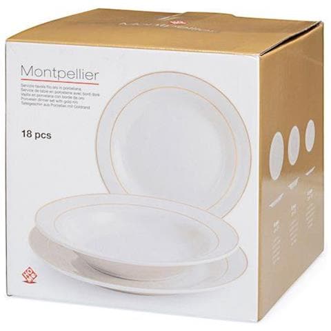 Servizio tavola natalizio 18 pezzi ala Montpellier in porcellana bianca filo oro - Foto 1