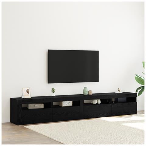 Set di mobili TV 3 pezzi  con luci LED in rovere nero in legno ingegnerizzato, Mobili TV  con luci LED 2 pcs rovere nero 60x35x40 cm in legno ingegnerizzato - Foto 2