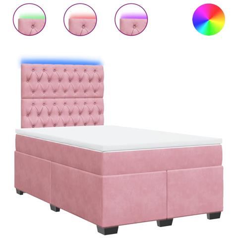 Giroletto a Molle con Materasso Rosa 120x190 cm in Velluto - Foto 1