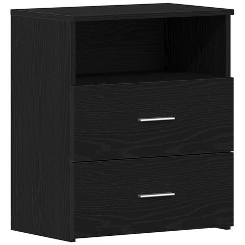 Comodino Nero Rovere 50x32x60 cm in legno ingegnerizzato - Foto 1