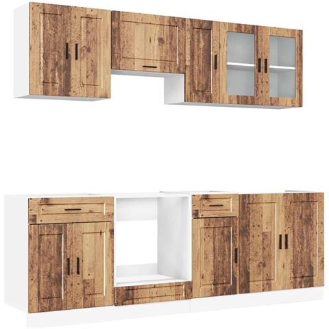 Set Mobili da Cucina 8 pz Kalmar Legno Vecchio in Truciolato - Foto 1