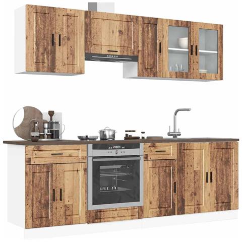 Set Mobili da Cucina 8 pz Kalmar Legno Vecchio in Truciolato - Foto 2