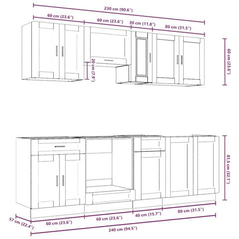 Set Mobili da Cucina 8 pz Kalmar Legno Vecchio in Truciolato - Foto 9