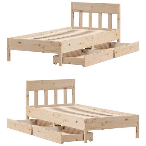 Letto senza Materasso 90x190 cm in Legno Massello di Pino - Foto 9