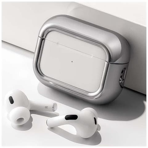 Custodia Per Airpods Pro 1 / 2 In Alluminio Ultra Elegante E Resistente, Argento - Foto 2