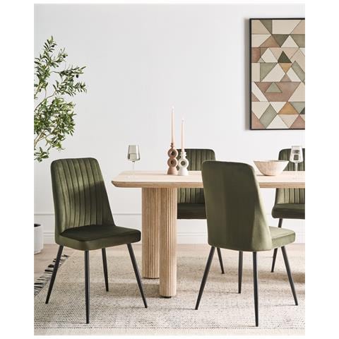 Set Di 4 Sedie Da Pranzo Kirby Velluto Verde Oliva - Foto 1