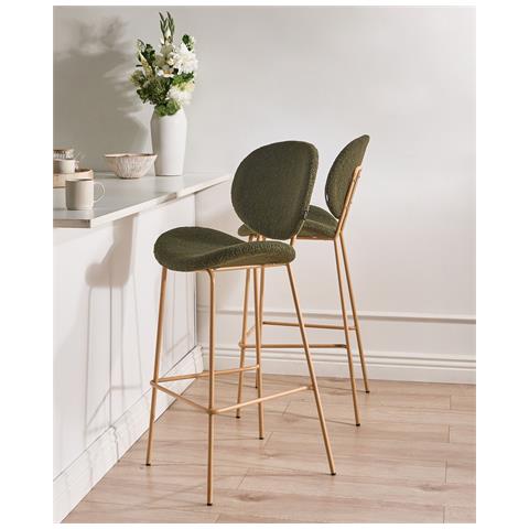 Set Di 2 Sedie Alte Luana Bouclé Verde Scuro - Foto 1