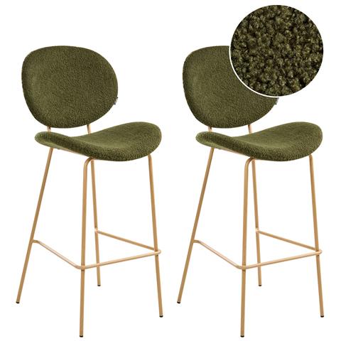 Set Di 2 Sedie Alte Luana Bouclé Verde Scuro - Foto 2