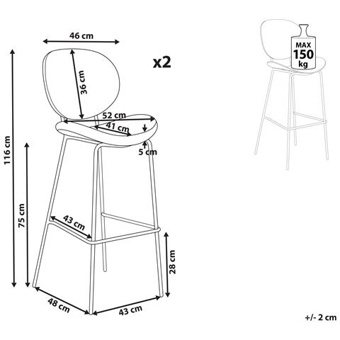 Set Di 2 Sedie Alte Luana Bouclé Verde Scuro - Foto 8