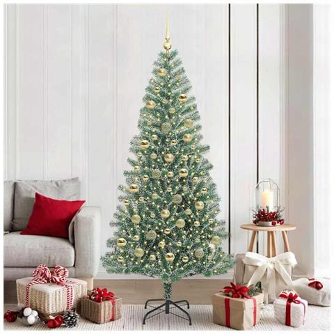 Albero di Natale Artificiale Imbiancato con Luci LED 210 cm - Foto 2