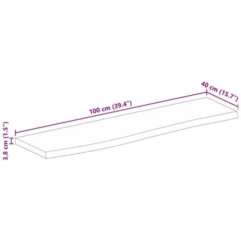 Piano Tavolo Bordi Vivi 100x40x3,8cm in Legno Massello di Mango - Foto 9