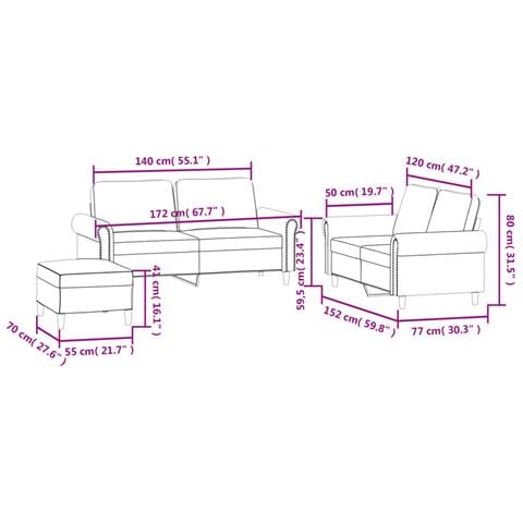 Set di Divani 3 pz con Cuscini Crema in Velluto - Foto 9