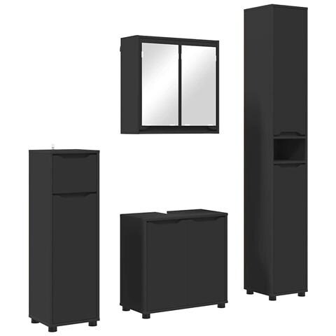 Set di mobili per il bagno 4 pcs Nero Legno multistrato - Foto 1