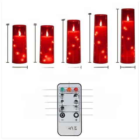 Candela Elettronica A Led Rossa Per Decorazioni Natalizie (5.5x14cm) - Foto 2
