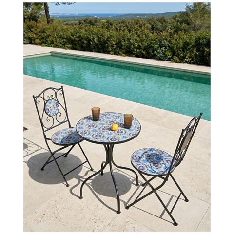 Set Di 2 Sedie Da Giardino Aggius Pieghevole Metallo Nero - Foto 1