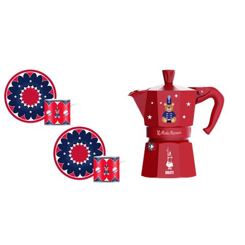 0005317 caffettiera manuale Moka Blu, Rosso - Foto 1