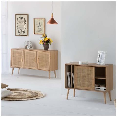 Credenza In Legno E Rete Marrone 120x41,5x71h - Foto 2