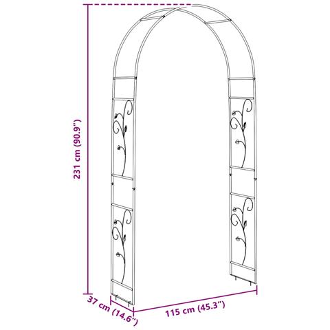 Arco da Giardino Floreale Nero 115 x 37 x 231 cm - Foto 9