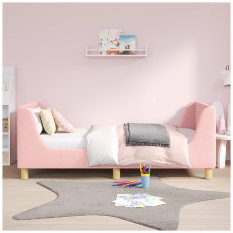 Struttura letto bambini con testata Rosa 80 x 160 cm Bouclé - Foto 2
