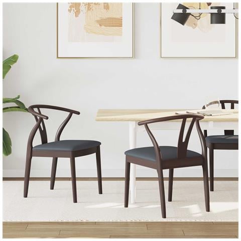 Sedia da pranzo 2 pcs Marrone chiaro e nero - Foto 2