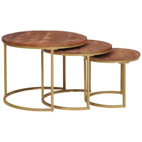 Tavoli da Caffè Nido 3 pcs Legno massello di mango e acciaio - Foto 1