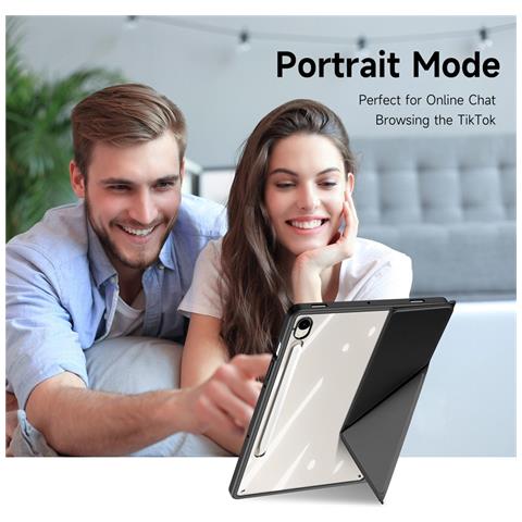 Cover per Galaxy Tab S10 Lite / S10 FE / Tab S9 / S9 FE - TPU+PC+Pelle /PU, Nero - Foto 2