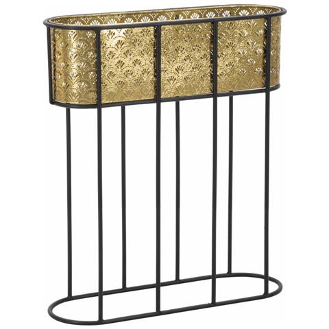 Porta-vasi Ovale In Ferro Oro E Nero Cm 60x20x70 - Foto 1