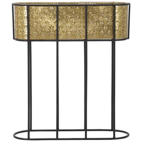 Porta-vasi Ovale In Ferro Oro E Nero Cm 60x20x70 - Foto 2