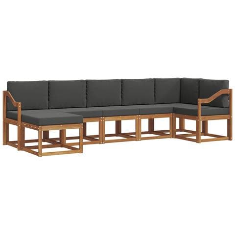 Set di divani da esterno con cuscino 7 pcs Naturale e Antracite - Foto 1